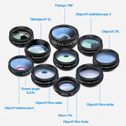 Kit d'Objectifs Smartphone 10-en-1 MacroVio